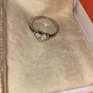 James Avery heart ring with letter K in the middle